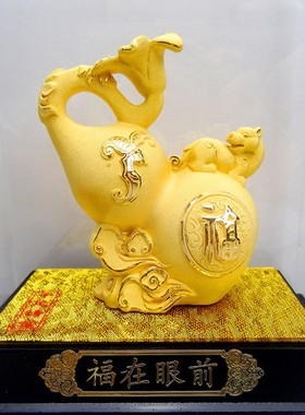 绒沙金摆件葫芦福在眼前送人节日庆典家居摆件礼品定制礼品