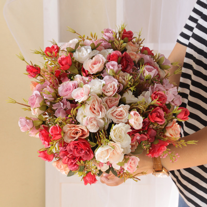 国色玫瑰绢花北欧风小清新假花