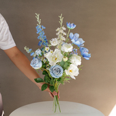 仿真花 饰摆设餐桌摆设 白蓝色系手捧花假花绢花拍照道具家居装