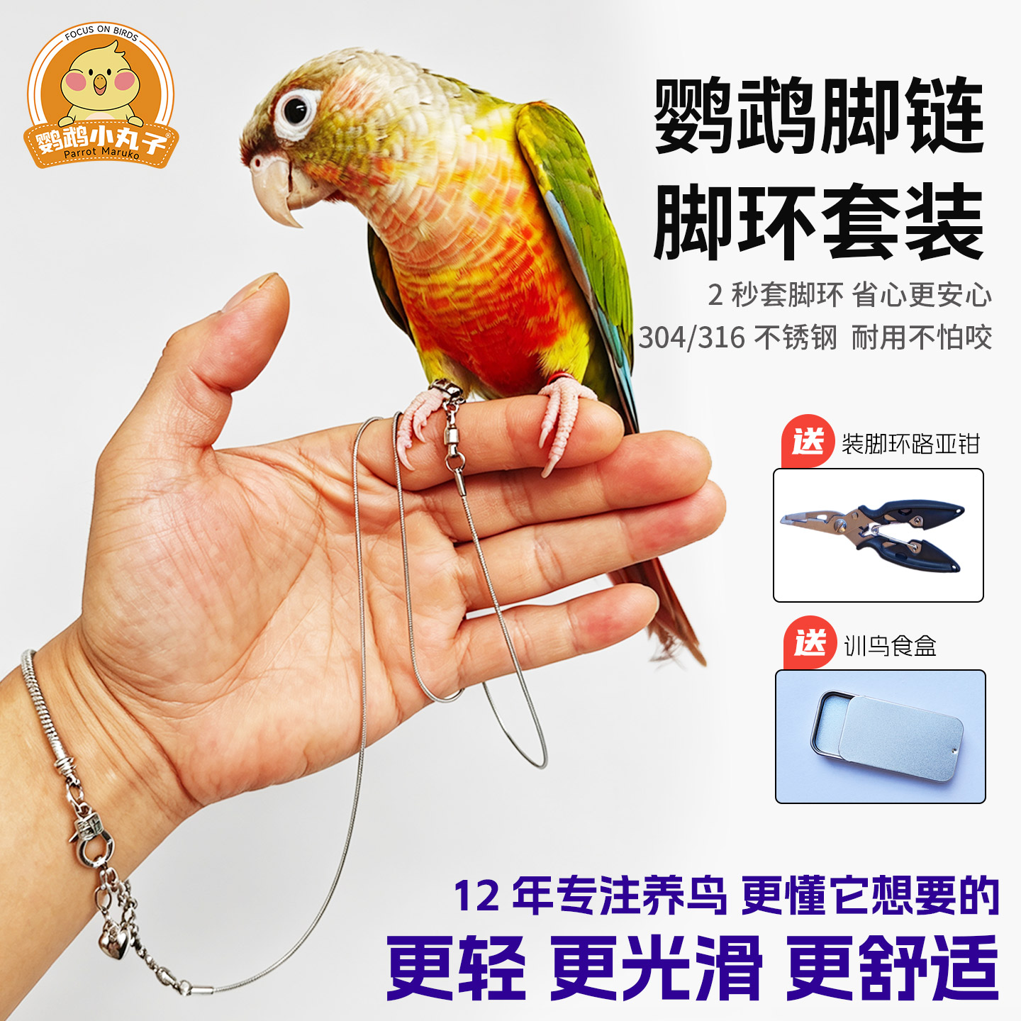 鹦鹉小丸子鹦鹉脚链不锈钢放飞绳