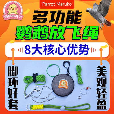 鹦鹉小丸子鹦鹉收缩放飞绳遛鸟绳