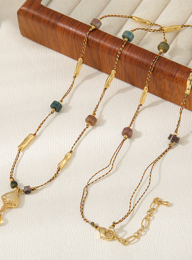 英国cherry kitty石手工编织项链女原创高级感捷克珠珍珠秋冬长