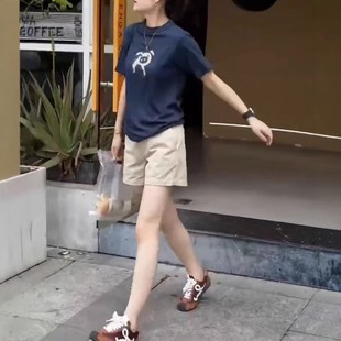 kitty夏季 短袖 英国cherry 新款 女 印花减龄t恤高腰短裤 时尚