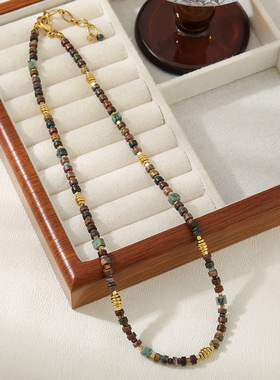 英国cherry kitty新中式禅意复古石颈链设计小众真空高保色串珠