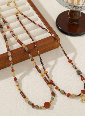 英国cherry kitty安可拉配色小象吊坠锁骨链原创小众轻奢石