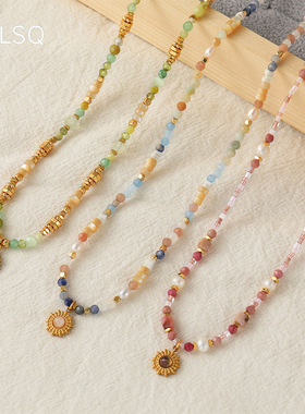 英国cherry kitty新款多巴胺浅色红纹石项链不掉色女贝壳串珠