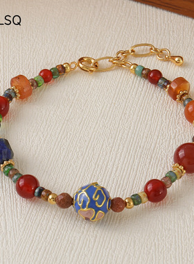 英国cherry kitty复古手作藏风串珠石手链新中式民族风复古