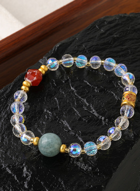 英国cherry kitty轻奢小众高级感冰透白水晶手链新中式红玛瑙