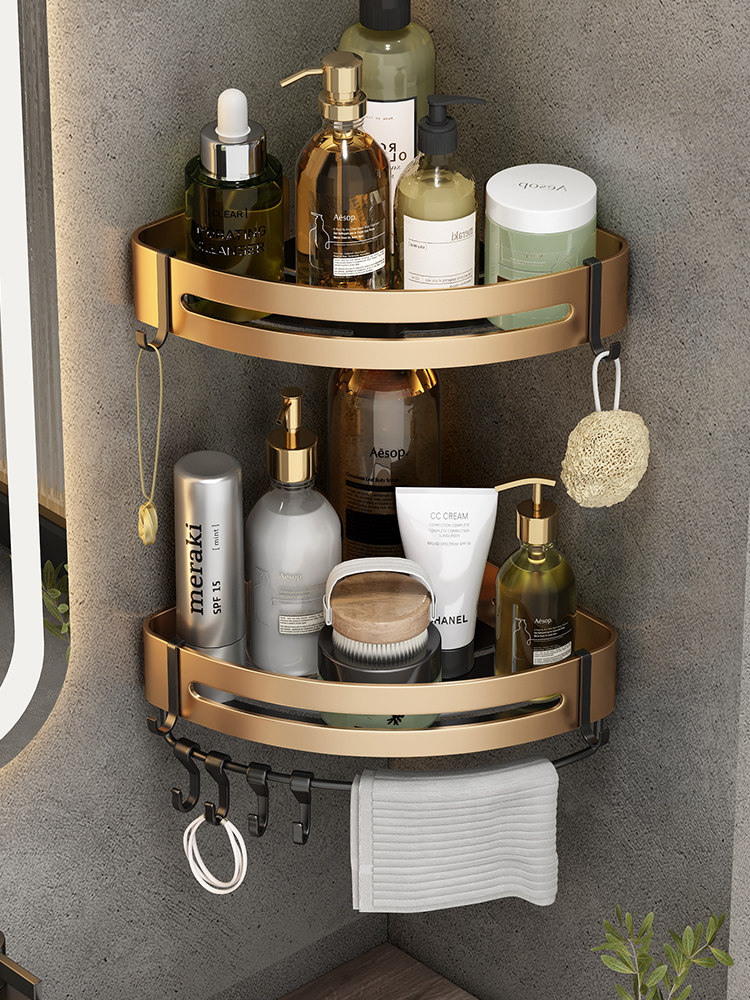 卫生间置物架免打孔轻奢风洗澡间三角壁挂式厕所墙上浴室洗漱台