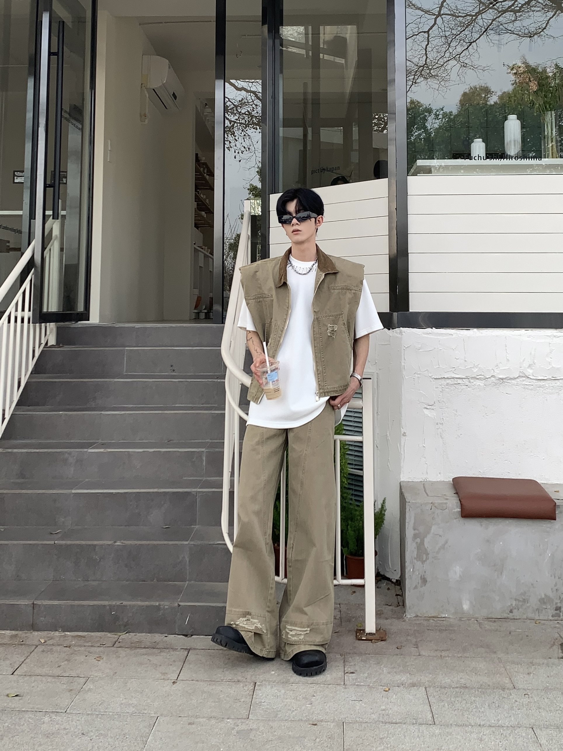 Med老叔 美式潮牌复古牛仔夹克男生廓形设计坎肩马甲宽松搭配一套,男装,时尚套装,淘宝优惠券,粉丝福利购,淘宝优惠卷