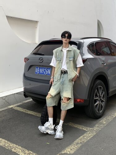 水洗牛仔马甲背心男女无袖外套