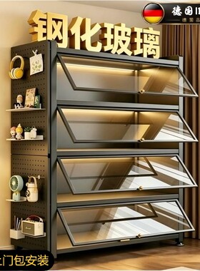 德国进口手办展示柜带灯防尘柜玻璃柜家用陈列柜子盲盒玩具收纳架