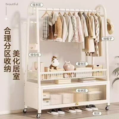 日本进口多功能挂衣架落地卧室内家用衣帽架可移动阳台晒晾衣服架