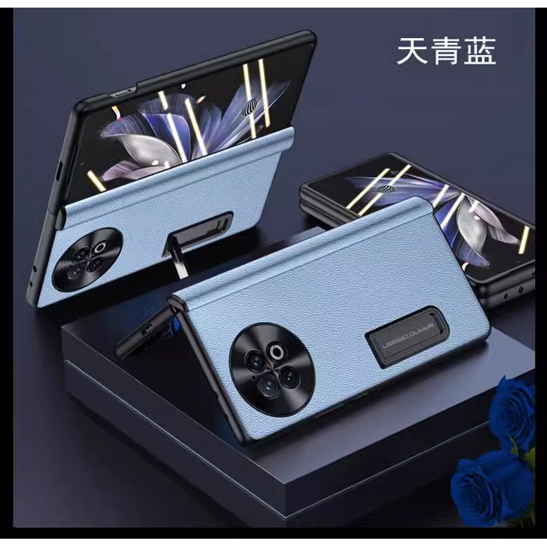 适用vivo xfold2手机壳新款折叠屏磁吸铰链中轴全包防摔前后壳Xfold2超薄真皮壳膜一体指纹解锁支架镂空外套
