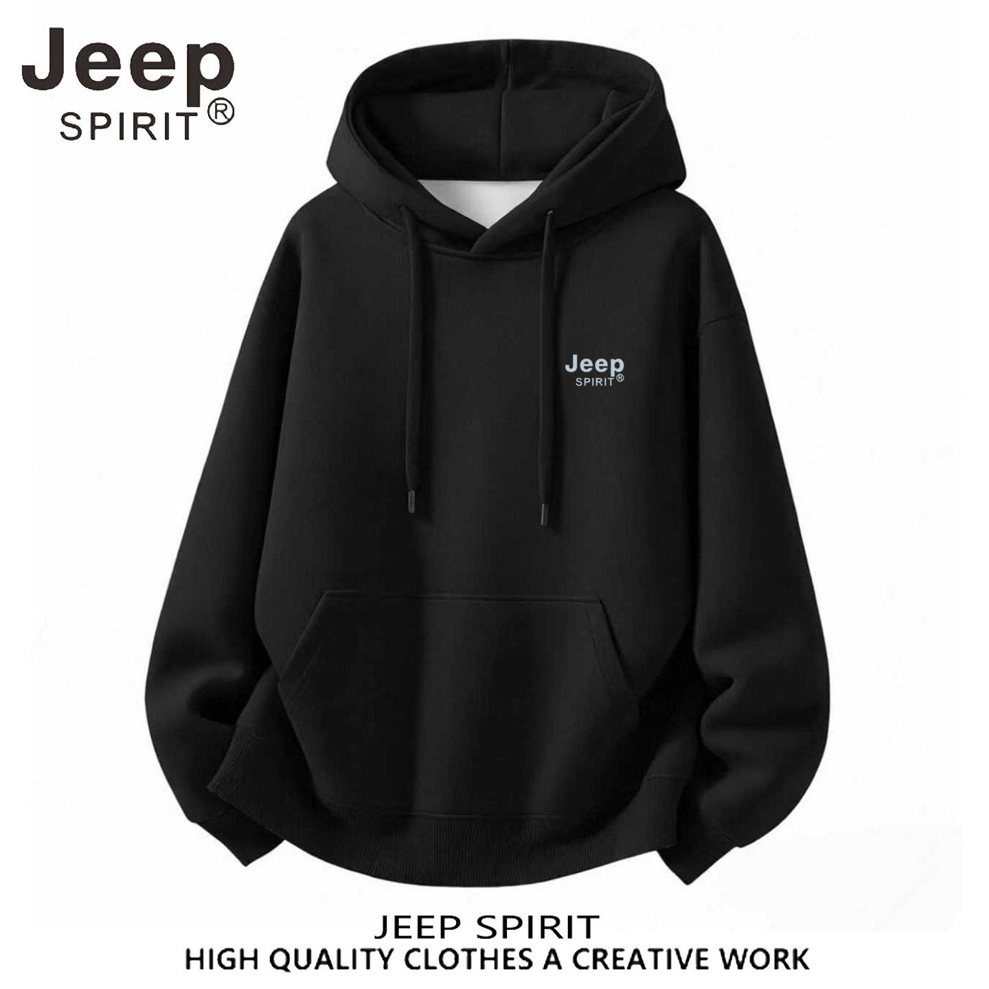 JEEP SPIRIT美式连帽卫衣男女生通用宽松休闲重磅上衣可团购