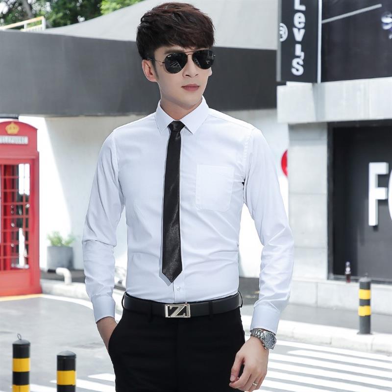 白色衬衫西裤套装男正装面试修身大学生求职两件套毕业照西装上班