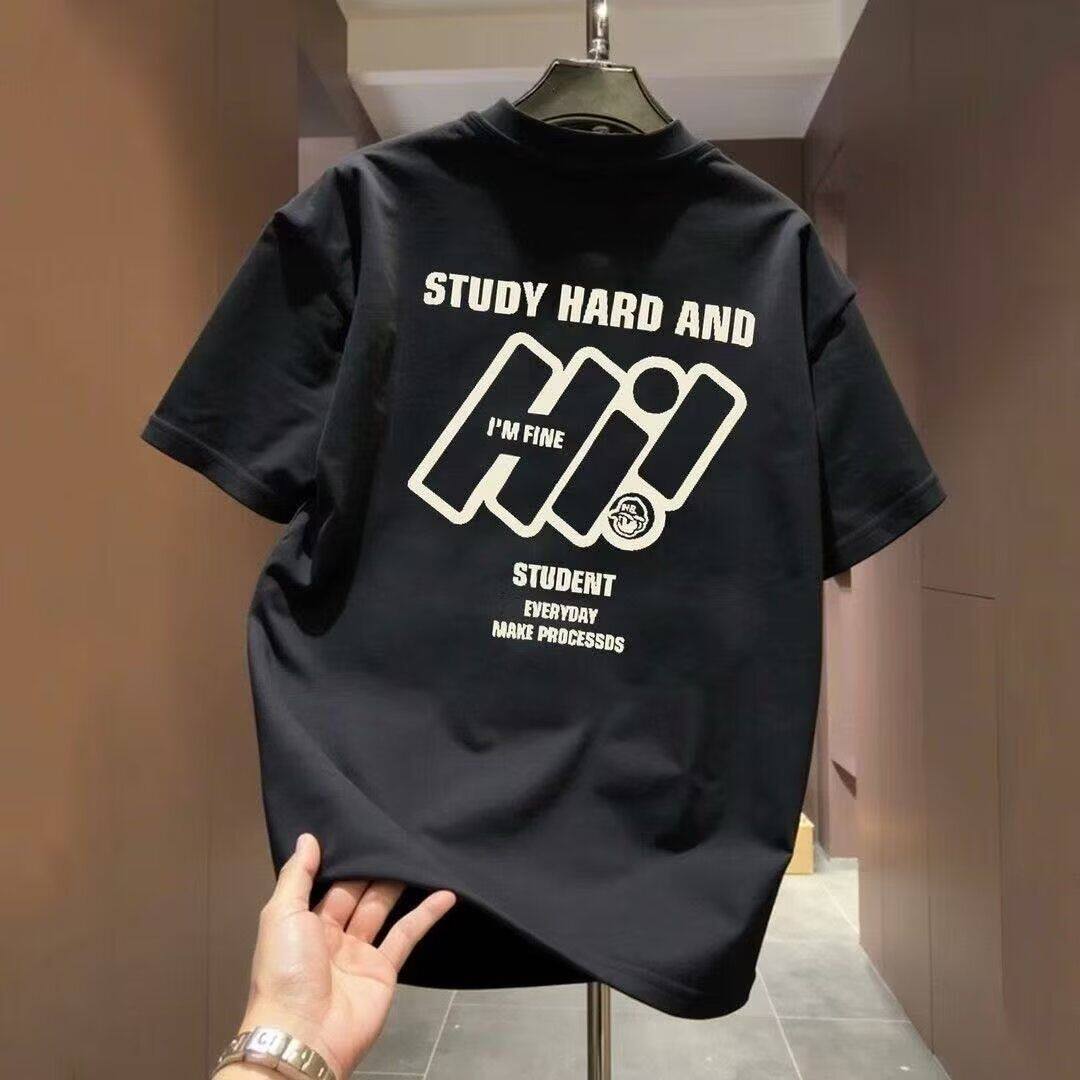 重磅短袖t恤男夏季新款潮牌潮流美式青少年休闲白色半袖体恤