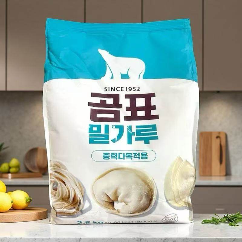 韩国面粉中筋面粉做饼烘焙进口熊牌面包小麦粉2500g包子馒头家用,粮油调味/速食/干货/烘焙,面粉/食用粉,淘宝优惠券,粉丝福利购,淘宝优惠卷