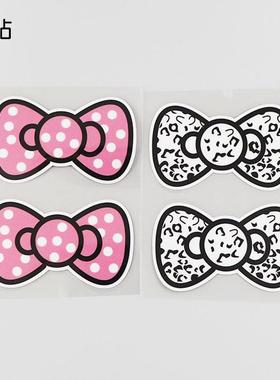 汽车贴纸装饰豹纹粉色蝴蝶结遮划痕卡通可爱 车贴PH1655