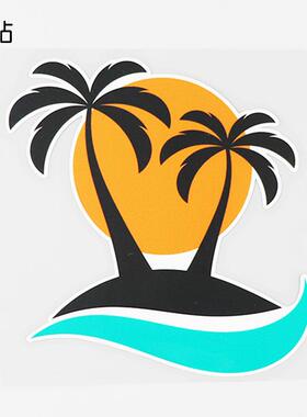 个性车贴纸海滩椰子树夏日装饰汽车电动拉花贴PH17523
