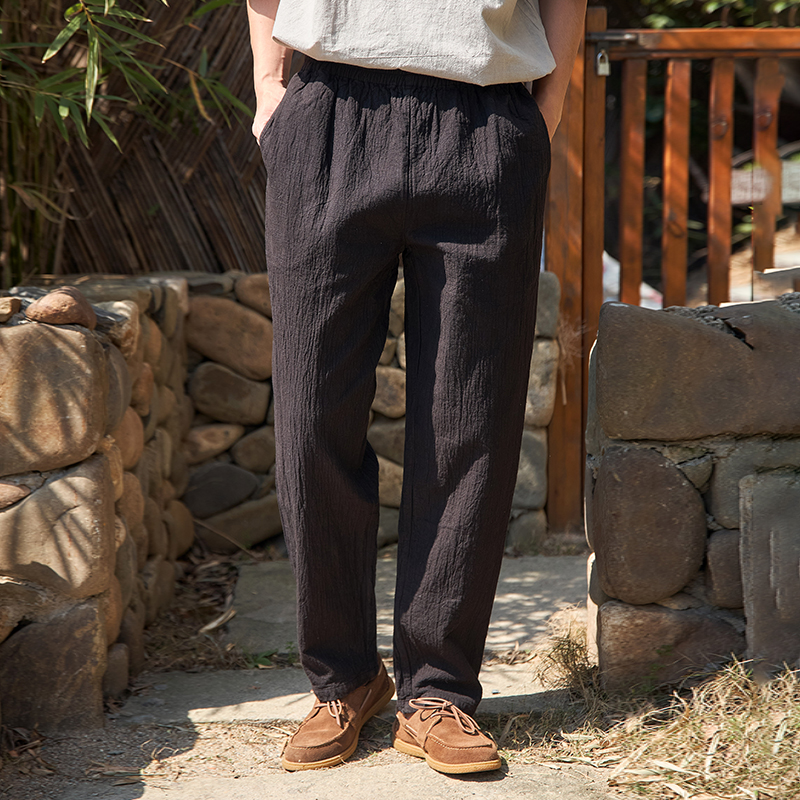 照本堂男士棉麻休闲裤