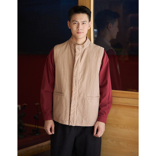 【照本堂】2025秋季男装新款棉麻男女同款双层暗门襟马夹MW12816