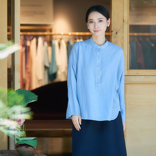 【照本堂】2026春季新款女装21支天丝麻简约圆摆套头衫W12780