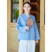 照本堂 2025冬季 新款 女装 上衣棉麻16支纯色打揽门襟外套W12776