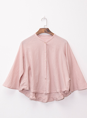 【照本堂】2025早秋新款新中式女装棉麻40支荷叶摆国风衬衫W12720