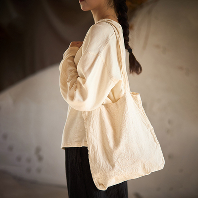 纯色W4340简约时尚棉麻布包