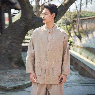 【照本堂】2025秋季新款男装国风长袖15支肌理感衬衫上衣M12682