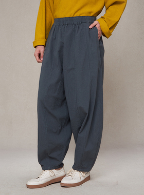 【照本堂男装】2025秋季新款高端亚麻休闲裤20支拼接长裤男M22513