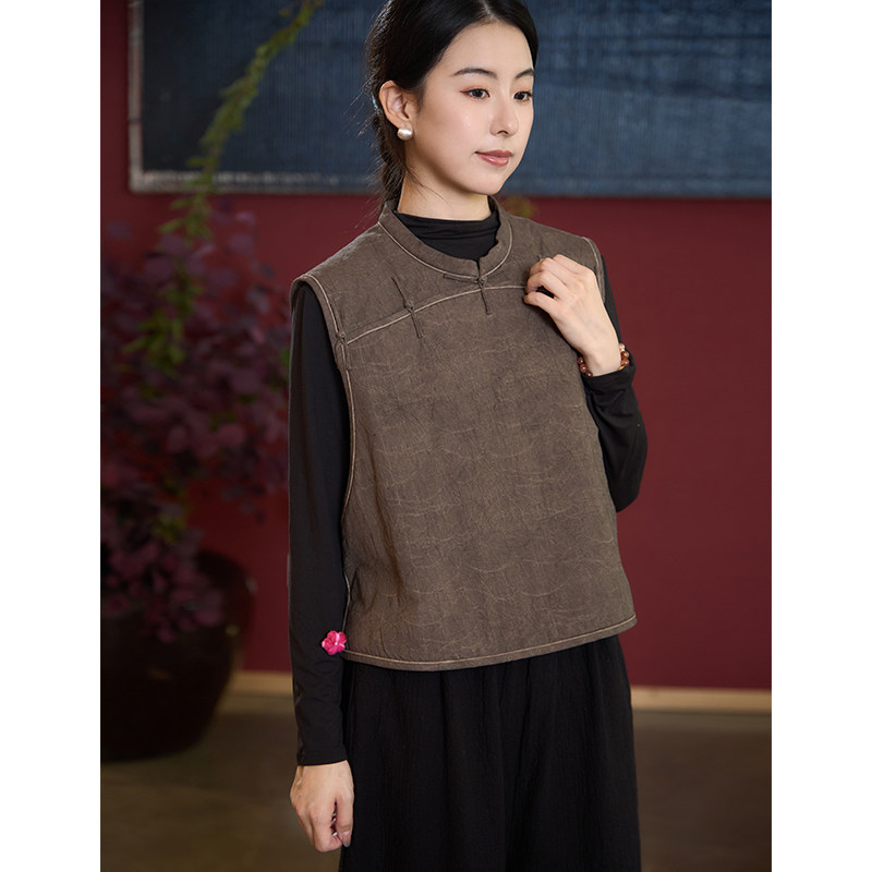 【照本堂】2025冬季新款女装新中式加厚盘扣棉马甲W12842-1,女装/女士精品,马夹,淘宝优惠券,粉丝福利购,淘宝优惠卷