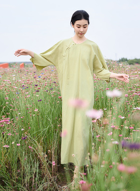 【照本堂女装】2025秋季新款30支宽松圆领中国风原创连衣裙W32526