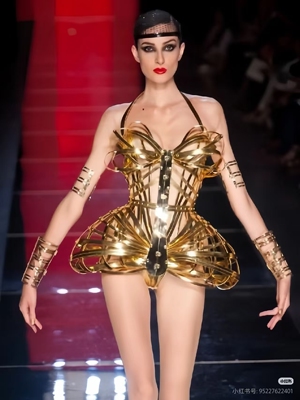 夜店酒吧DS演出服创意造型女歌手金色套装性感夜店GOGO秀表演服装