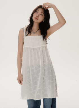 KeepBlue白色背心吊带外搭小众上衣质感海边度假纯欲吊带连衣裙女