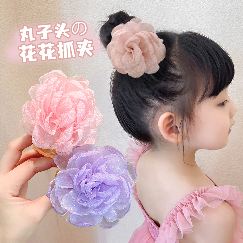 新款超仙夏季山茶花夹发夹