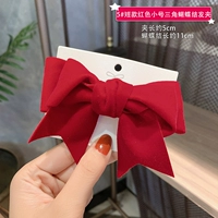 Короткая красная маленькая заколка для волос с бантиком