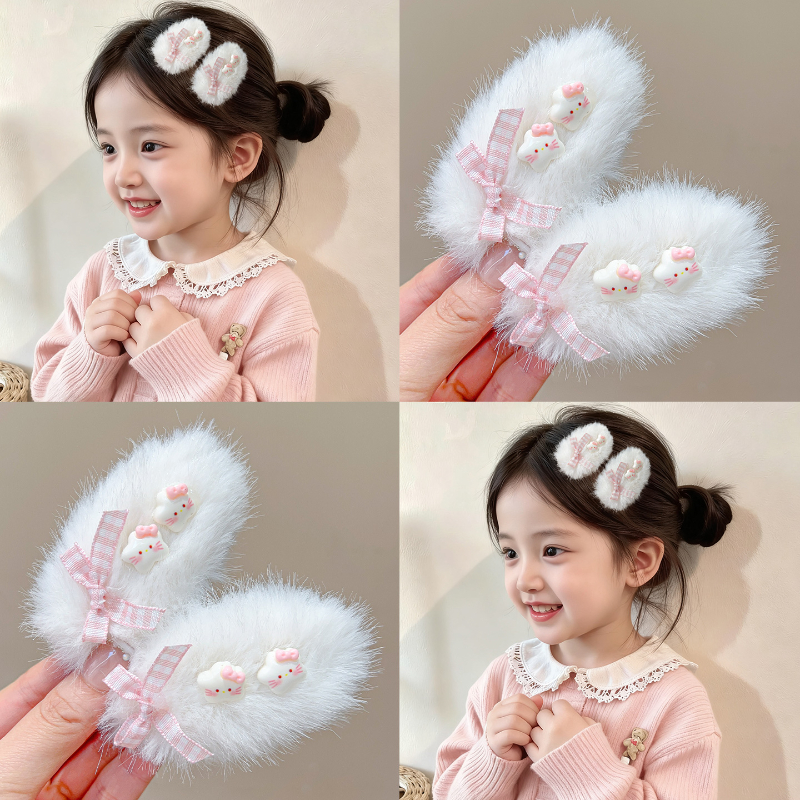 儿童KT猫发夹2025新款高级感侧边刘海发夹女前额后脑勺碎发夹发饰