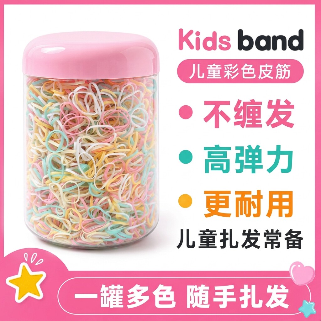 kidsband皮筋一次性儿童头绳不伤发宝宝糖果色小号胶圈女童橡皮筋