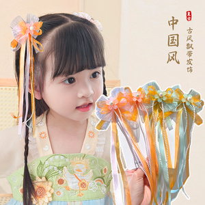 儿童古风发夹女孩超仙蝴蝶结发卡宝宝汉服步摇流苏发饰中国风头饰