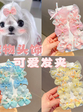 宠物蝴蝶结发夹套装狗狗发卡头饰马尔济斯约克夏猫咪小狗专用发饰