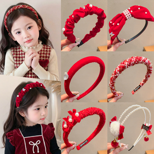 新年儿童发箍蝴蝶结公主风珍珠小女孩头箍防滑不勒头女童发饰头饰