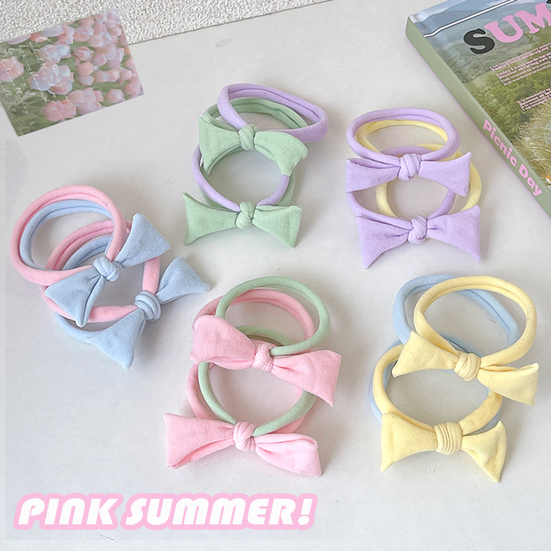 儿童糖果色发圈头绳女童蝴蝶结毛巾圈不伤发高弹力无接缝皮筋发绳