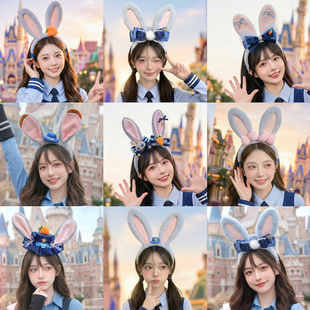 迪士尼发箍新年游园拍照头饰疯狂动物城发卡成人儿童朱迪cos头箍