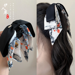古风发夹女气质后脑勺抓夹蝴蝶结发卡发饰高级感飘带超仙发抓头饰