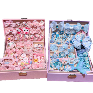 儿童发夹蝴蝶结头饰女童红色后脑勺发卡女孩新年过年夹子飘带发饰