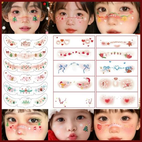 2025圣诞节创意装饰脸贴妆容甜美