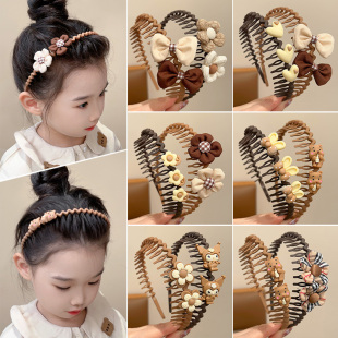 儿童发箍秋冬咖色系女童碎发神器小女孩压发带齿防滑头箍发卡头饰