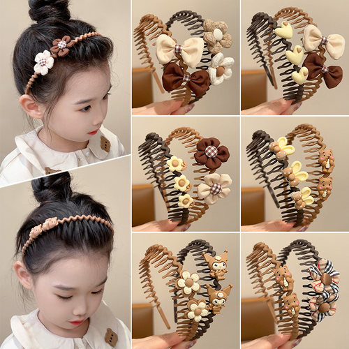 儿童发箍秋冬咖色系女童碎发神器小女孩压发带齿防滑头箍发卡头饰